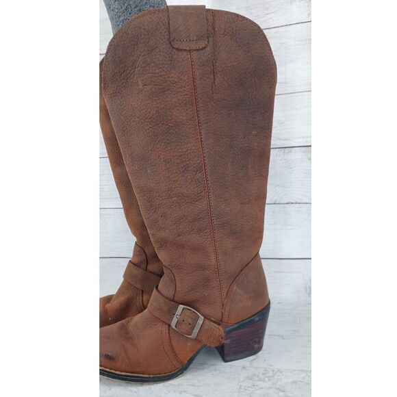 Durango 14 Inch Brown Belted Western Boots Cowboy Cowgirl Sz 6 - Picture 3 of 11